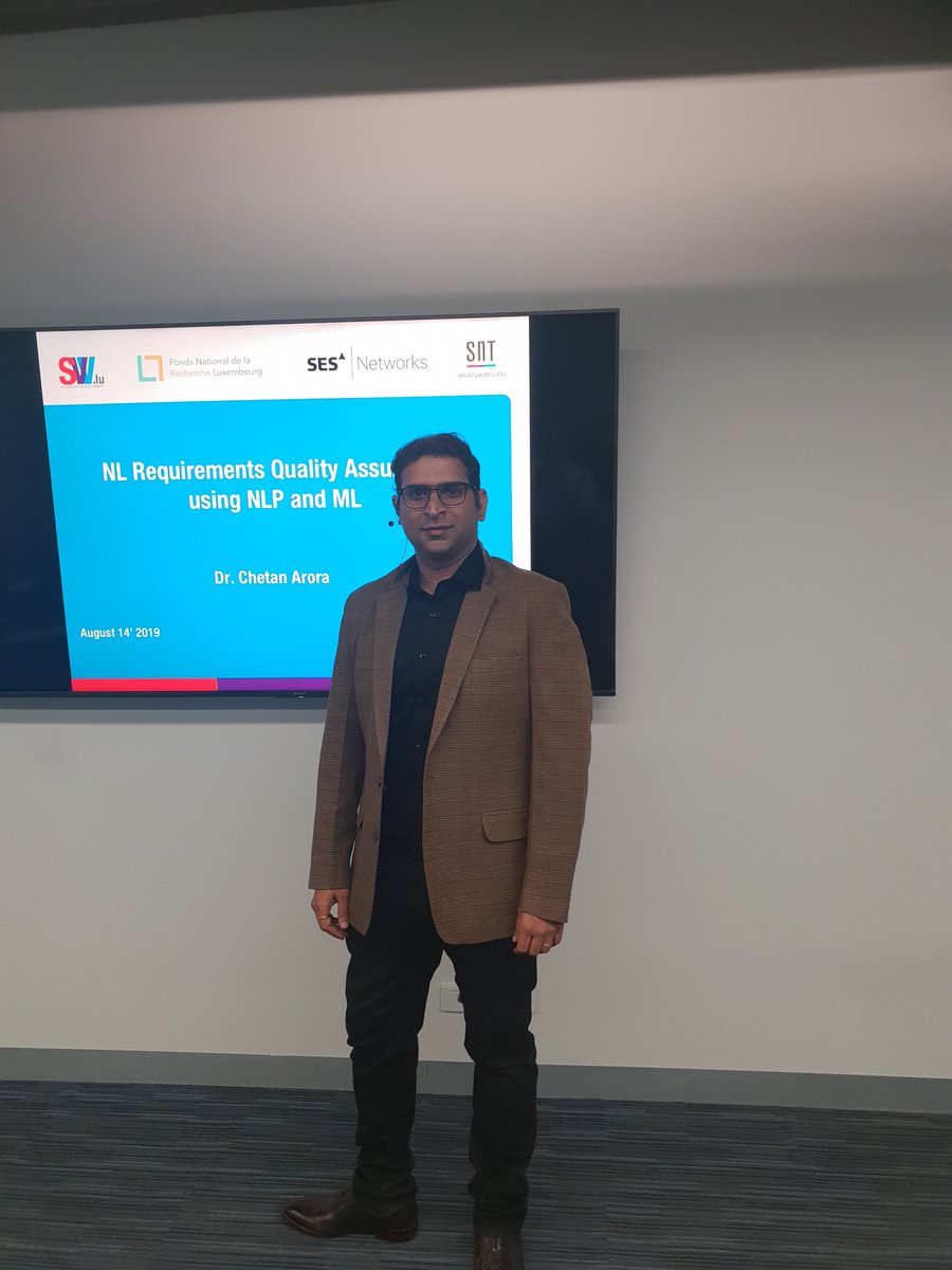 lilicoding's tweet photo. Very happy to have Dr. @chetan_arora from #SESNetworks and the University of Luxembourg to tell us about "NL Requirements Quality Assurance using NLP and ML", at @MonashInfotech https://t.co/0PKwVVkl8e
