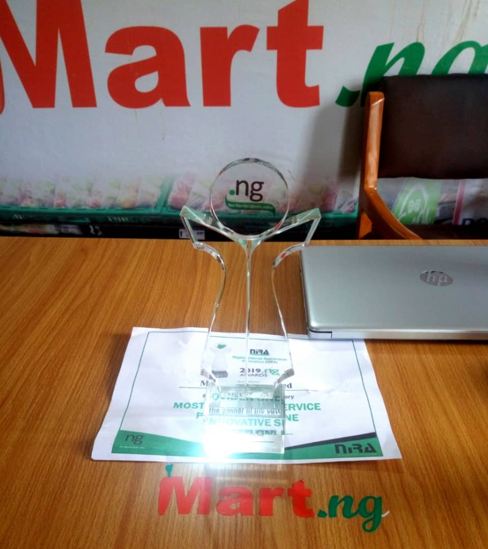 MartDotNG's tweet photo. We, https://t.co/yXmzxyqcto won the 'Most Innovative Service Company of the Year Online' at the last concluded NiRa's .ng awards. https://t.co/OyvHNU7RGw