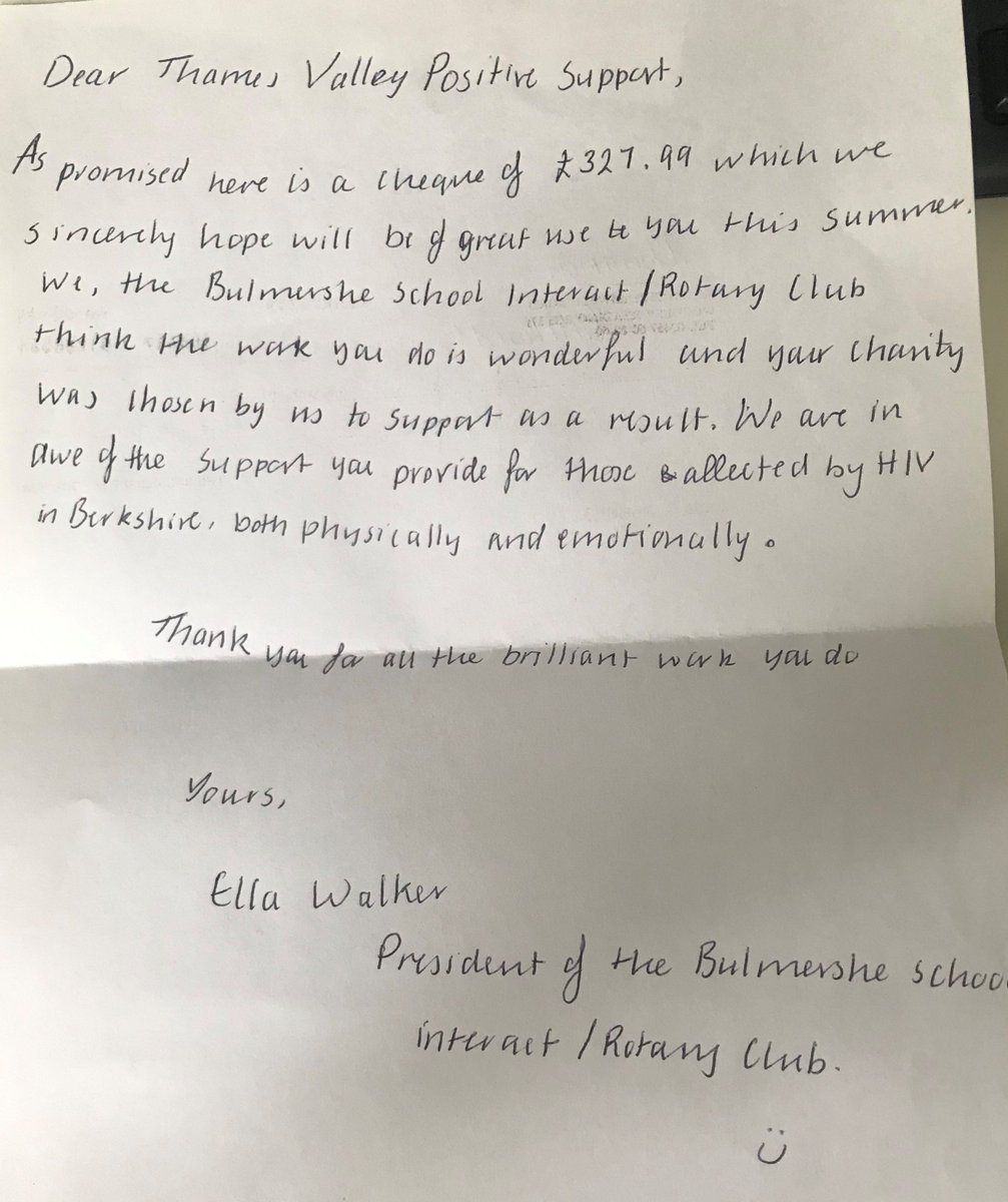 tvpscharity's tweet photo. How lovely is this?! This absolutely made our day! Thank you, thank you, thank you to everyone at @TheBulmersheSch especially lovely Ella. 💕 #communitysupport #hiv https://t.co/3xRya81Xo8