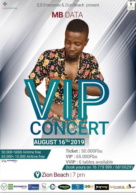 DSindihebura's tweet photo. #Burundi:Les artistes bdais #MBData et #VichouLove seront aussi présents au #VIPCONCERT de @DiamondPlatnumm
organisé par #SS_Enterprise et #ZionBeach ce vendredi au Zion Beach à 19h. Les tickets sont déj en vente 50.000Fbu et 65.000Fbu. Réservation VVIP au 76779999 @sultanate311 https://t.co/Pqrbb4YpDG
