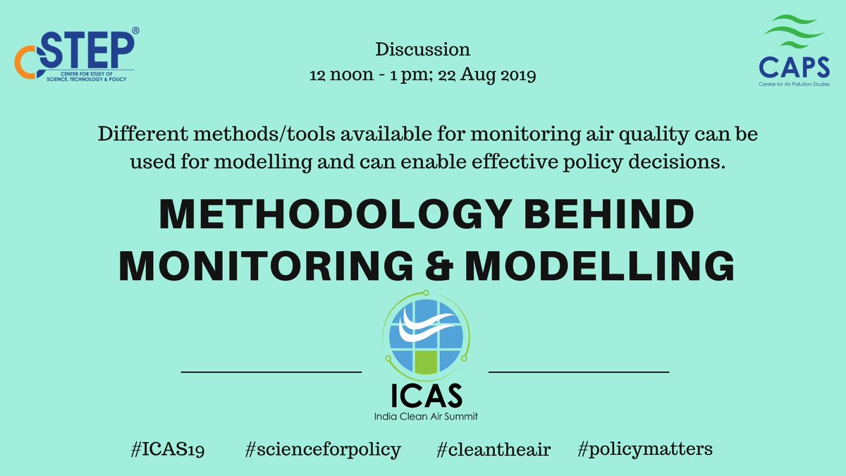 CSTEP_India's tweet image. Using tools to model #airquality can provide valuable inputs for policy. At #ICAS19 experts from @teriin @India_safar @iitmadras @JNU_IN &amp;amp; @WRIIndia will be discussing the methodology behind monitoring &amp;amp; modelling. Join us. #scienceforpolicy #policymatters bit.ly/2Twa3hS
