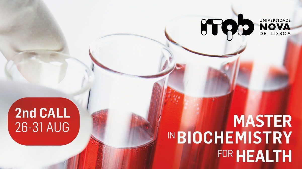 Master in Biochemistry for Health – innovate to improve Human life!
#lastchance applications 26-30 August
Do your master at #itqbnova, in partnership with <a href="/FCTNOVA/">Faculdade de Ciências e Tecnologia | NOVA FCT</a> and NMS|FCM 
@NovaUnl