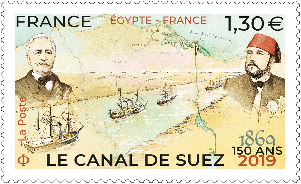 SGodeluck's tweet photo. 🆕️ Le 7 octobre, #laposte émet conjointement avec La Poste égyptienne un #timbre célébrant le 150e anniversaire du Canal de Suez
Illustration:Stéphane HUMBERT-BASSET
Impression:héliogravure 
Tirage : 500 000 ex
1,30 € International
Premier Jour les 3, 4 et 5 octobre.
#stamps https://t.co/uM6hRi1lau