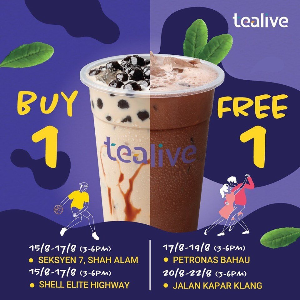 promo_malaysia's tweet photo. RT CartoolaMY: Tealive Asia s back with BUY 1 FREE 1 at the outlets listed over here. Visit the outlets to grab the offer now! #CartoolaMY #malldirectory #eventatmall #ILOVECARTOOLA #EASYSHOPPINGGUIDE #freegiveaways https://t.co/2Ar5c8Yrfx