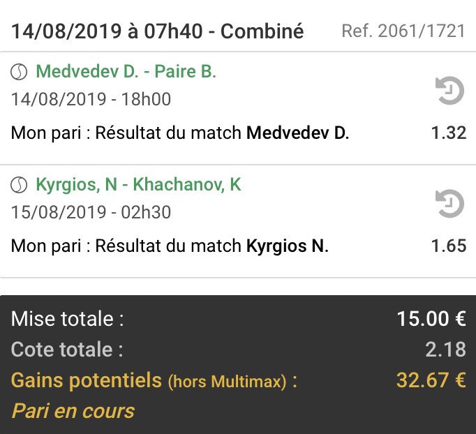 ZiDJunior's tweet photo. 🎾 MASTERS 1000 CINCINNATI 🎾
#ZBank📈
D. Medvedev
📍Mise : 15€ / 2,18📍
BK départ : 50€
BK après bets : 20€
GL⭐️
♻️&♥️ si tu suis.
#ZbetCincinnati https://t.co/s4XyIXrvnR