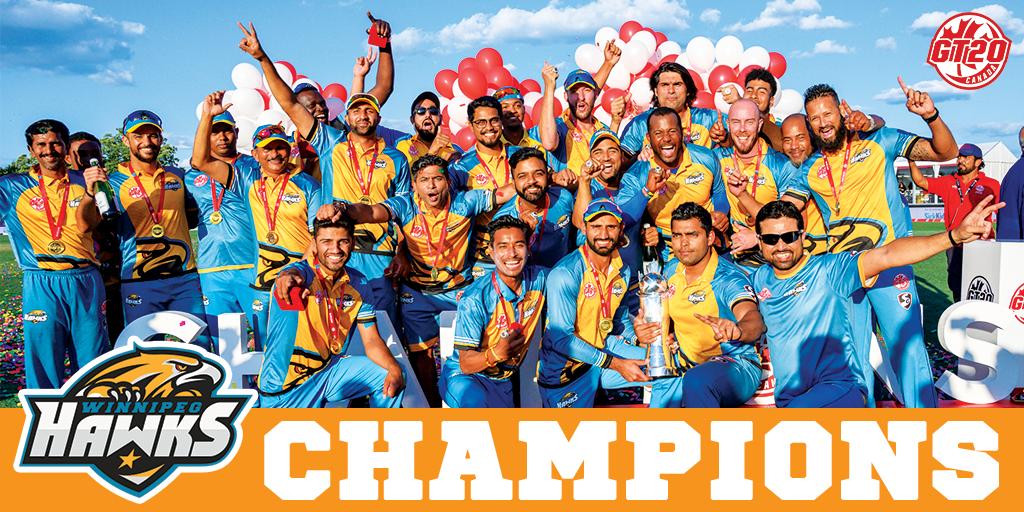 EdmontonGT20's tweet photo. Congratulations to the #winnipeghawks for a thrilling victory in an ever nail biting final of the #GT2019 https://t.co/fmZ85jjpvB