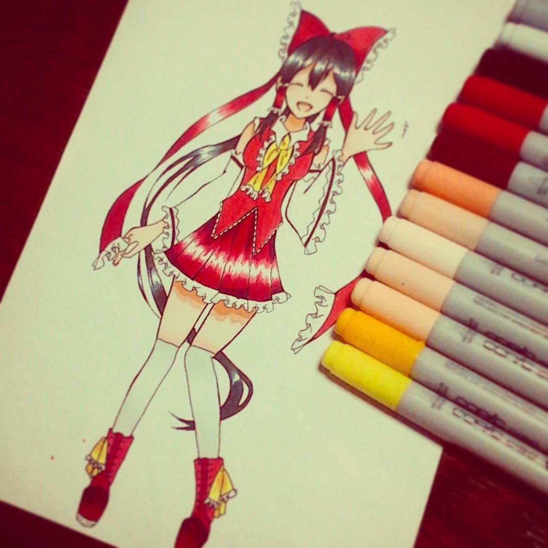 夢流羽 Yuruwa 久しぶりに霊夢たんかいてみたけど コピックが下手すぎる コピックで透明感出してる人はほんとにすごいわ コピック 絵描きさんと繋がりたい イラスト好きな人と繋がりたい 下手くそ 霊夢 東方 T Co Rix0urspcw Twitter