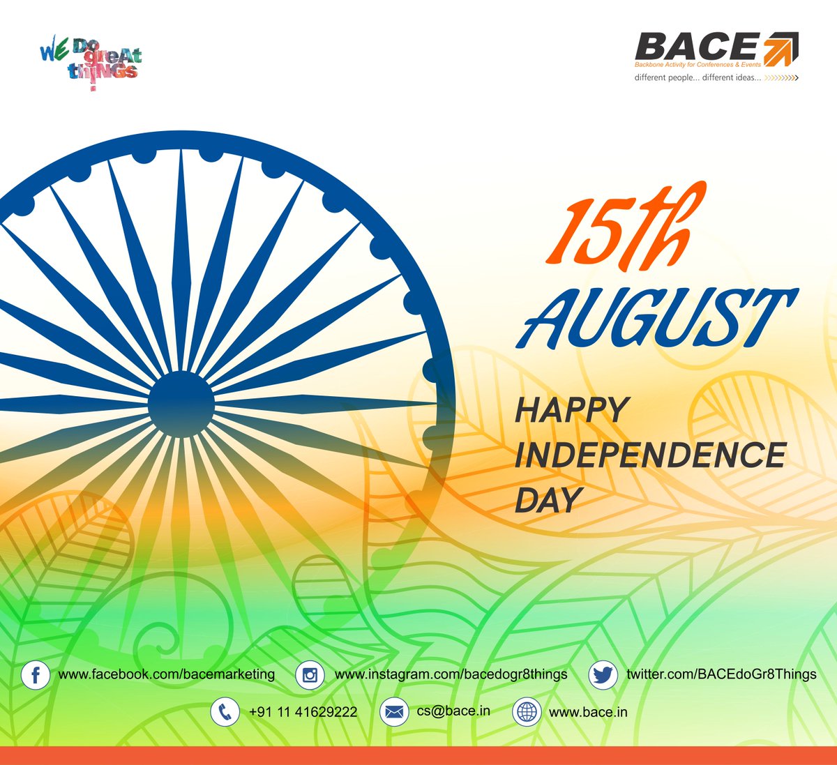 BACEdoGr8Things's tweet photo. Happy Independence Day!!

#conference #conferencemanagement #conferencemanager #professionalconferenceorganizer #events #eventmanager #eventmanagement #pco #BACEMarketingPvtLtd #BACE #independanceday #HappyIndependanceDay #independenceday2019 https://t.co/0aiPvBJy2R