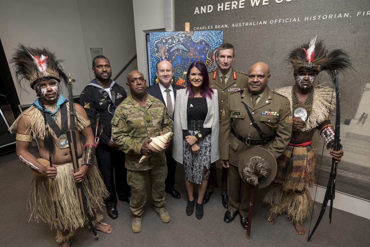 OC_C_FNQR's tweet photo. The soldiers of Charlie Company were honoured today to support the launch of the 4th #ReconciliationActionPlan at the @AWMemorial in Canberra. #ArmyInMotion #loveofcountryleadsme #51fnqr https://t.co/qJRi27mF4f