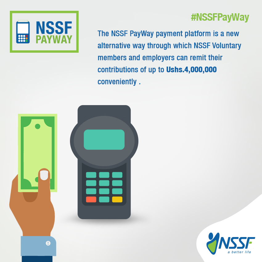 nssfug's tweet photo. The Fund eased the voluntary membership scheme through the Payway service channel.

Use the NSSF Payway Service channel today and enjoy the 
convenience.  
#NSSFPayWay https://t.co/poNv8vssyM