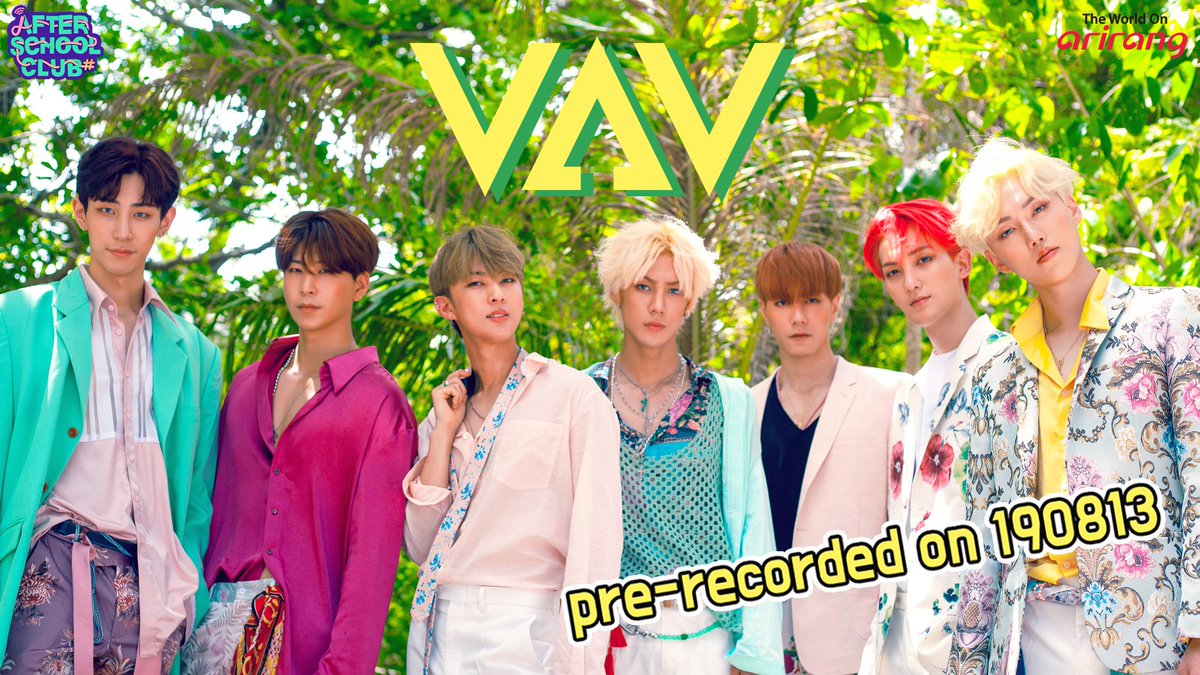 arirangworld's tweet photo. [After School Club] @VAV_official with so much talent that we can’t help but say ‘Give me more’!💗

190820 TUESDAY 1:00PM KST 🏙

See you soon 🙋‍🙋

📅 Date: Aug 20 1PM (KST)

FB 👉 https://t.co/lTPRHlRSjU… … …
TW 👉 https://t.co/n3gdhNrsmA

#VAV_ASC #arirang_ASC #VAV https://t.co/bE4WdT79WM