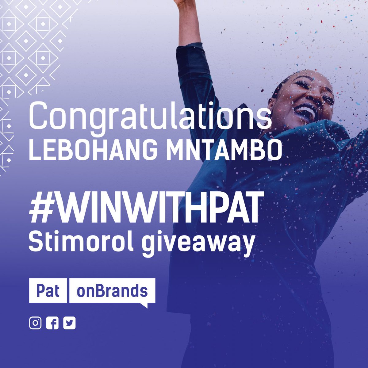 PatOnBrands's tweet photo. A winning Pat on @LeboTheFoodie on winning the @StimorolSA Hamper #FlavourWaves #WinWithPat https://t.co/Up4XMRTHgo