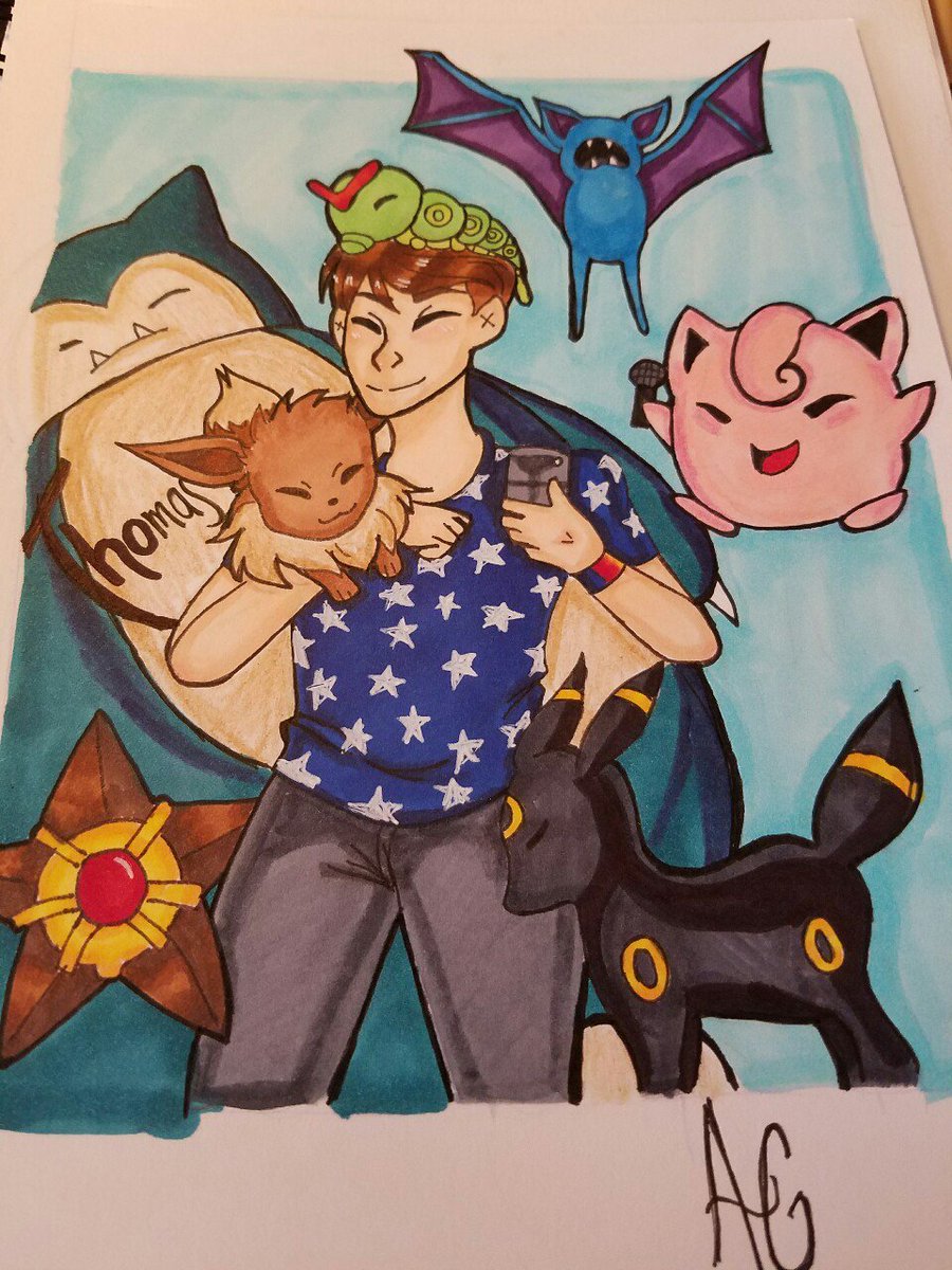 cosmic97_'s tweet photo. [2019 vs 2016]
Almost three years ago i drew @ThomasSanders with pokemon for fun, i never expected for him to see it but he did! The comment he left is something ill never forget and is a big reason why i never gave up! Thank you so much Thomas i love you lots, keep being awesome https://t.co/hcyKJwS3NF