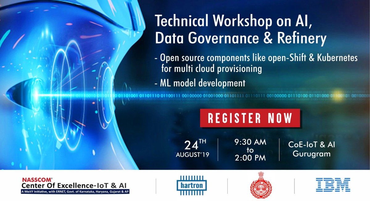 Shaantanu_G's tweet photo. @NASSCOMCoEIoT #Gurugram along with @IBM is conducting a Technical Workshop on How to build a trusted #ML model #AI #DataGovernance #DataRefinery REGISTRATION via https://t.co/DPDdYOmDot