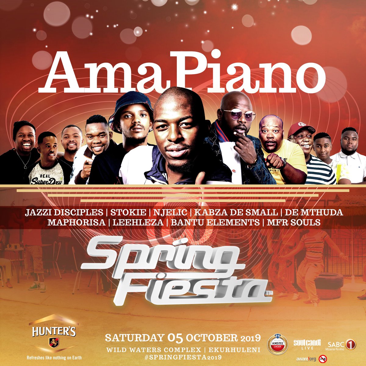 SpringFiestaSA's tweet photo. ✖️ THE #AMAPIANO CREW IS IN THE HOUSE at #SpringFiesta2019👌 Are you ready???⁣

⁣@DeMthudaSA @JazziDisciples @LeehlezaUmshove @mfr_souls @KabzaDeSmall_ @DjMaphorisa @djstokiesa 

Or at - https://t.co/i7yRz3QvaG 🦋 https://t.co/Ddtfs5uPjf