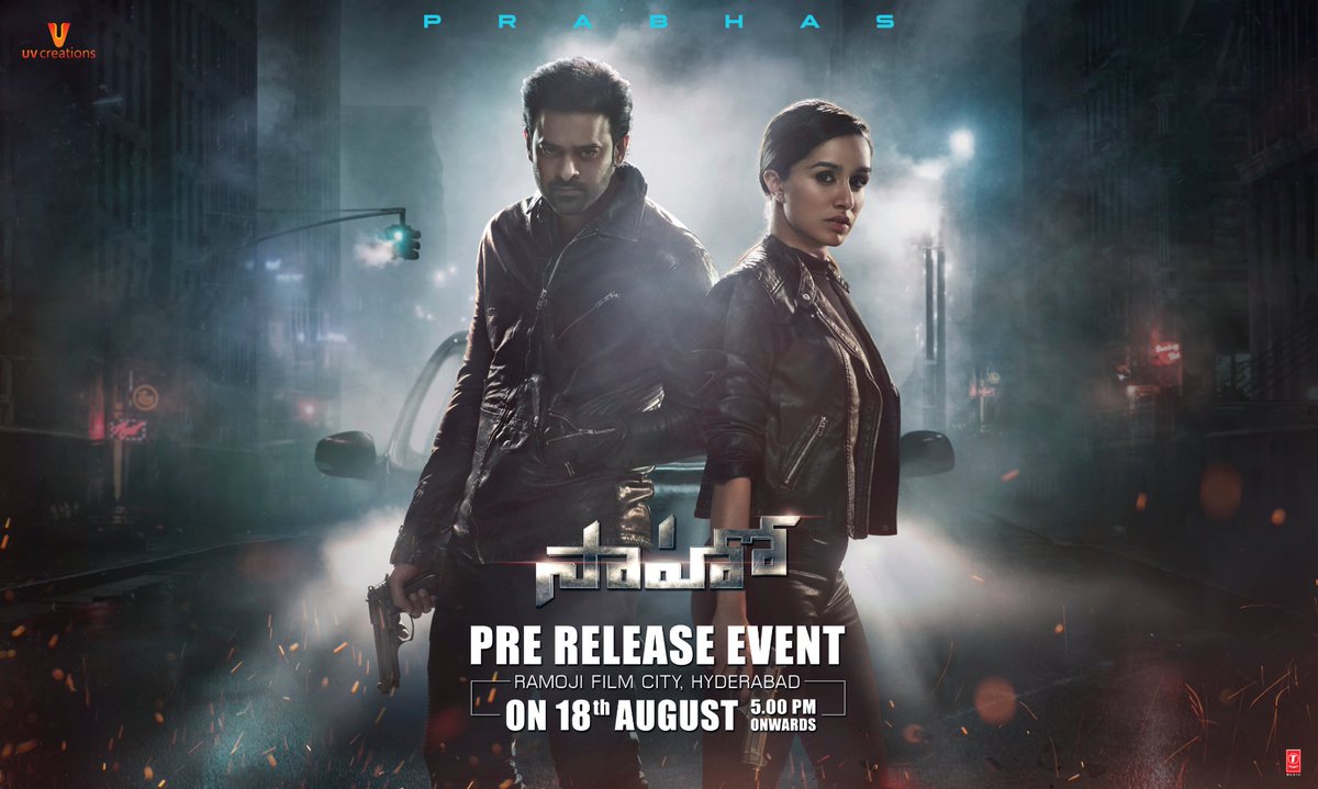 UV_Creations's tweet photo. Gear up for the biggest night of 2019! 💥
Let's celebrate #Saaho with #SaahoPreRelease Event at Ramoji Film City on 18th Aug from 5 pm!

#Prabhas @ShraddhaKapoor @sujeethsign #30AugWithSaaho https://t.co/zxKiMQWmdk