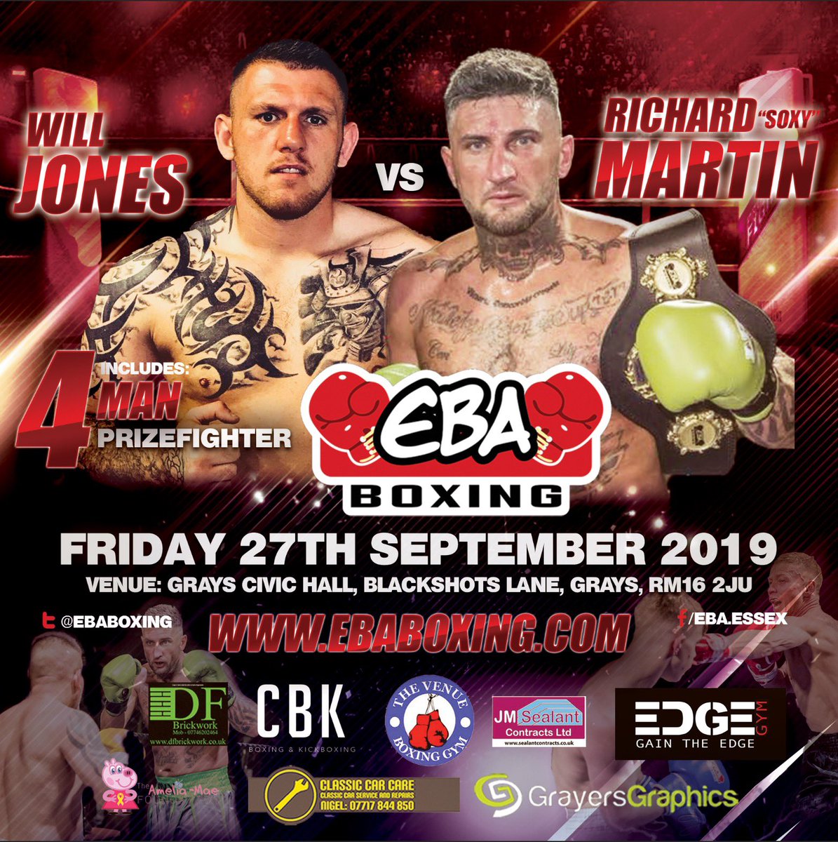 Ebaboxing's tweet photo. EBA BOXING IS BACK SEPTEMBER 27th AT AT GRAYS CIVIC HALL 🔥🔥 https://t.co/xwfNzJua8d