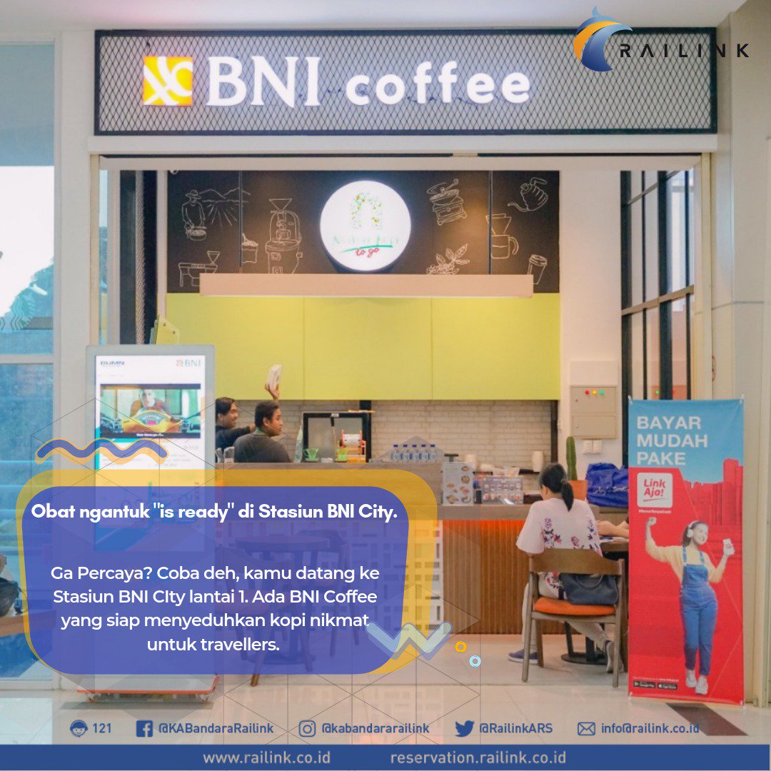 KAIBandara's tweet photo. Travelers, sambil nunggu jadwal kedatangan kereta, kamu bisa mampir ke tenant makanan/ minuman yang tersedia di stasiun KA Bandara ya!
Pastikan menghabiskan minuman /makananmu sblm msk ke dlm kereta ๐
#RailinkMakesYourLifeEasier
#KABandara
#diskon57persenrailink #tiketdiskon https://t.co/QtqMiusoZG