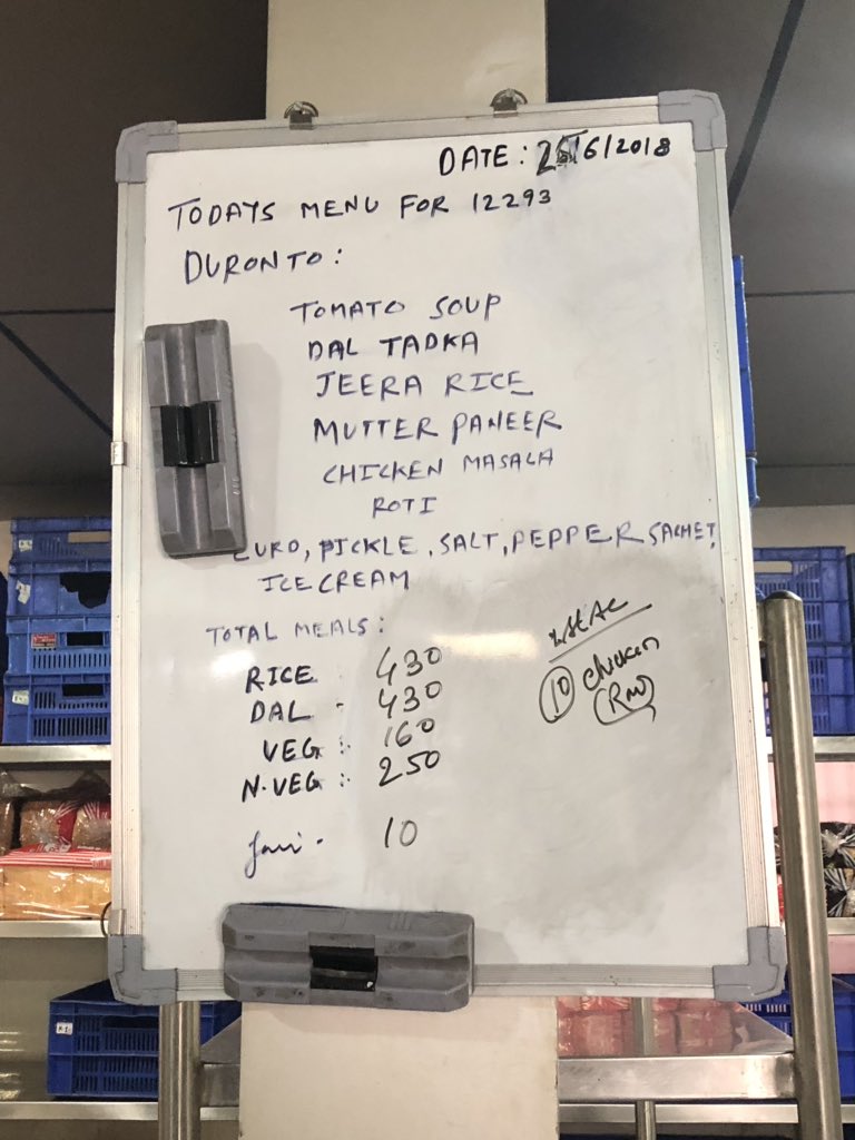 Another kitchen that feeds thousands everyday (and Indian Railways has one like this at practically every major junction/terminus.) this is at CST, Mumbai. And that’s what the passengers traveling from CST to Jaipur by the 12239 Duronto ate on 28/6/18. :)