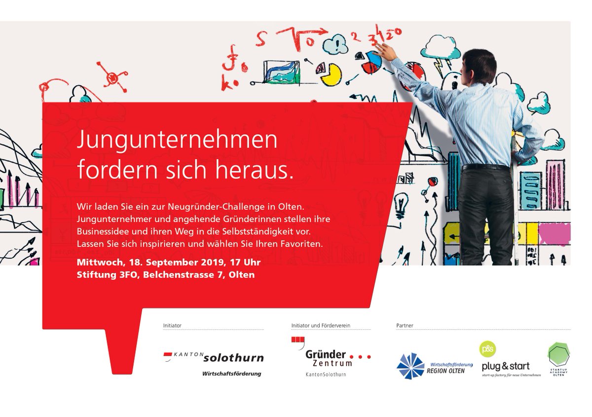 FÖRDERPREIS VON CHF 1'000 GEWINNEN!

Präsentieren Sie Ihre Geschäftsidee an der Neugründer-Challenge vom 18. September um 17.00 Uhr im JuraLab in Olten.

Bewerben Sie sich jetzt mit Ihrer Geschäftsidee unter wirtschaftsfoerderung@regionolten.ch.

gzs.ch