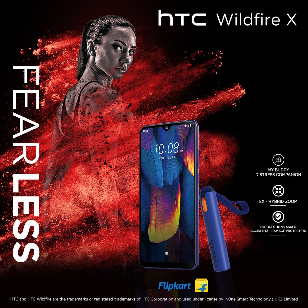HTC_IN's tweet photo. With Wildfire X :
Go Out Fearlessly with MyBuddy Distress Companion.
Capture Fearlessly with 8X Hybrid Zoom and Triple Camera. Our Fearless Promise: 6 Months No-Questions-Asked Accidental Damage Protection.
Coming Soon on Flipkart !
#HTCIndia https://t.co/6uLYqEUP0z