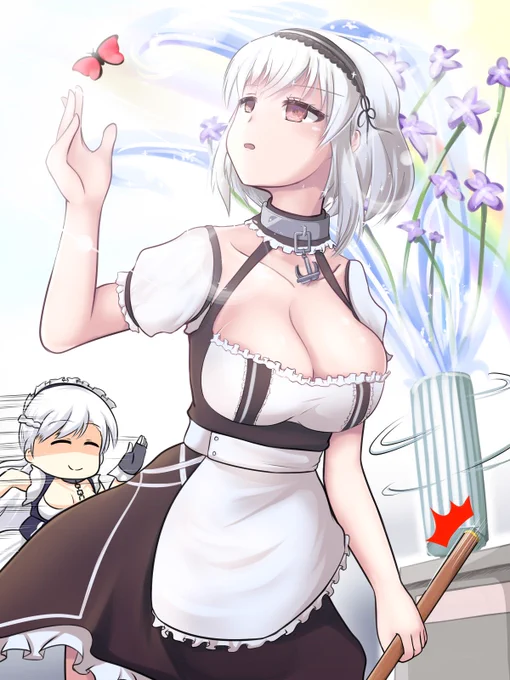 掃除中に綺麗なちょうちょ見つけたシリアスちゃん 