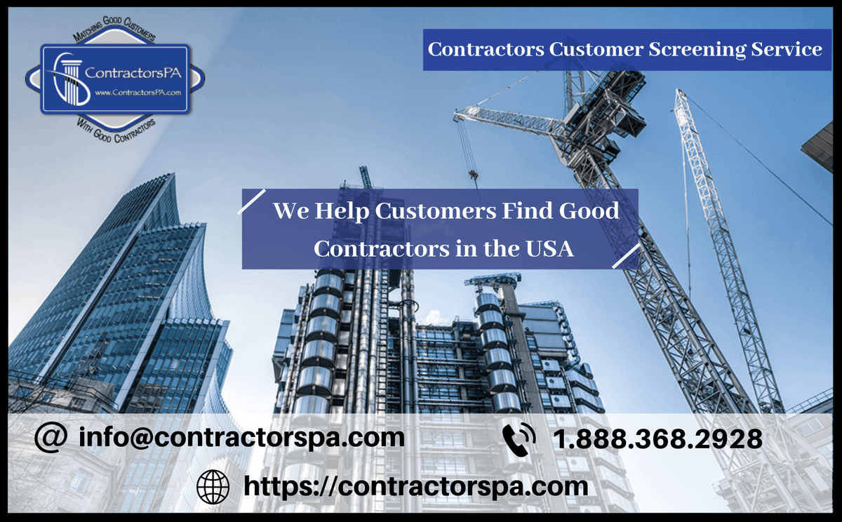 ContractorsPA's tweet photo. #USA  contractors Customer Screening Service
>> https://t.co/r31LZsMi7v

 #Contractors   #ScreeningCustomersContractors   #NYC https://t.co/TdzFjYf7MS