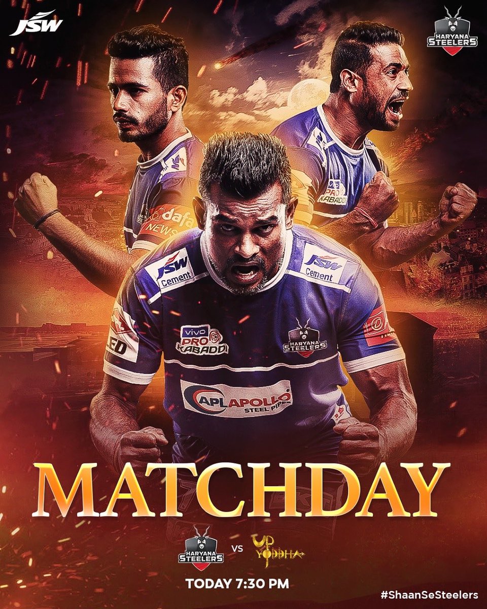 jswsports's tweet photo. In their first leg at Ahmedabad, @HaryanaSteelers are all set to to avenge last season's close defeat against @UpYoddha 🤩
All the best #DhaakadBoys 🙌🏼
#BetterEveryday #JSWSport #ShaanSeSteelers #UPvHAR https://t.co/A7YMq1z8bM