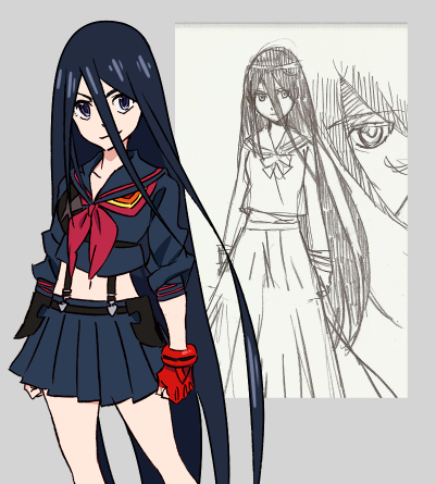 MatoiRisu's tweet photo. I edit Ryuko with the hairstyles she had in early designs https://t.co/nVgfGnCYRF