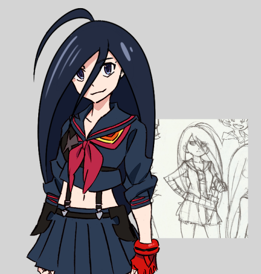 MatoiRisu's tweet photo. I edit Ryuko with the hairstyles she had in early designs https://t.co/nVgfGnCYRF