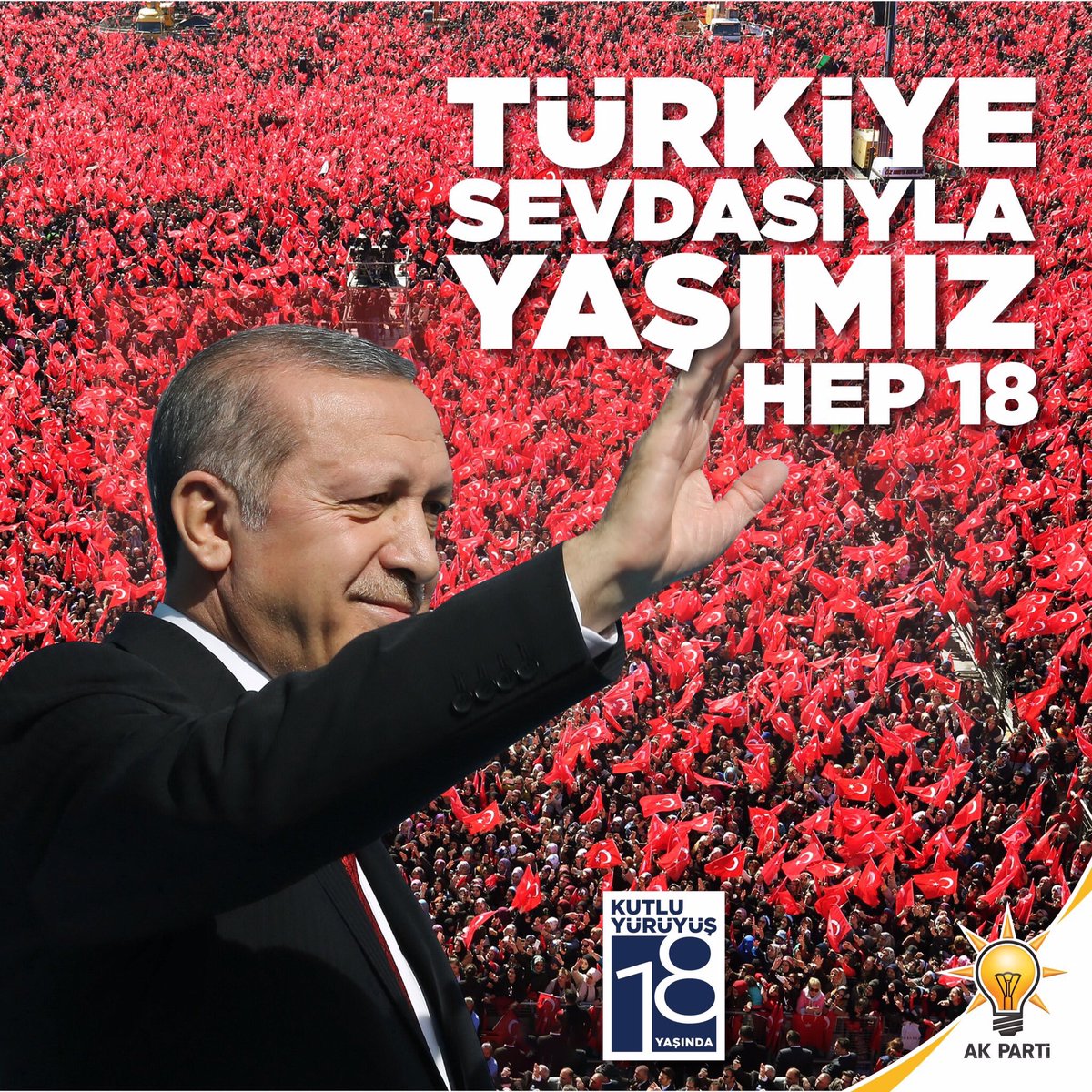 jsarieroglu's tweet photo. Milletin Partisi Ak Partimiz 18 Yaşında. Genel Başkanımız Sayın Recep Tayyip Erdoğan’ın liderliğinde Milletimizin desteği teşkilatlarımızın heyecanıyla ülkemizi geleceğe taşıyacak reformlarla, vizyoner projelerle kutlu yürüyüşümüze devam edeceğiz. Türkiye Sevdasıyla #YaşımızHep18 https://t.co/Q22XeA34x7