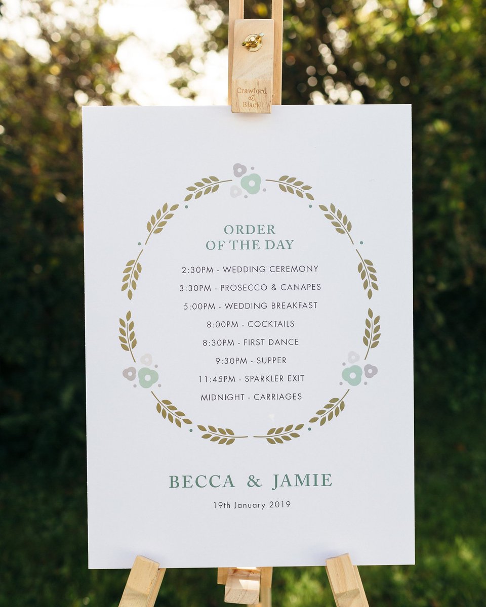 Order of the Day signs are our fave products to help make your celebrations go smoothly. notonthehighstreet.com/dearlybeloved/… #weddingstationery #WeddingPlanning #dearlybeloveddesign #notonthehighstreet #weddinginspiration #weddingday