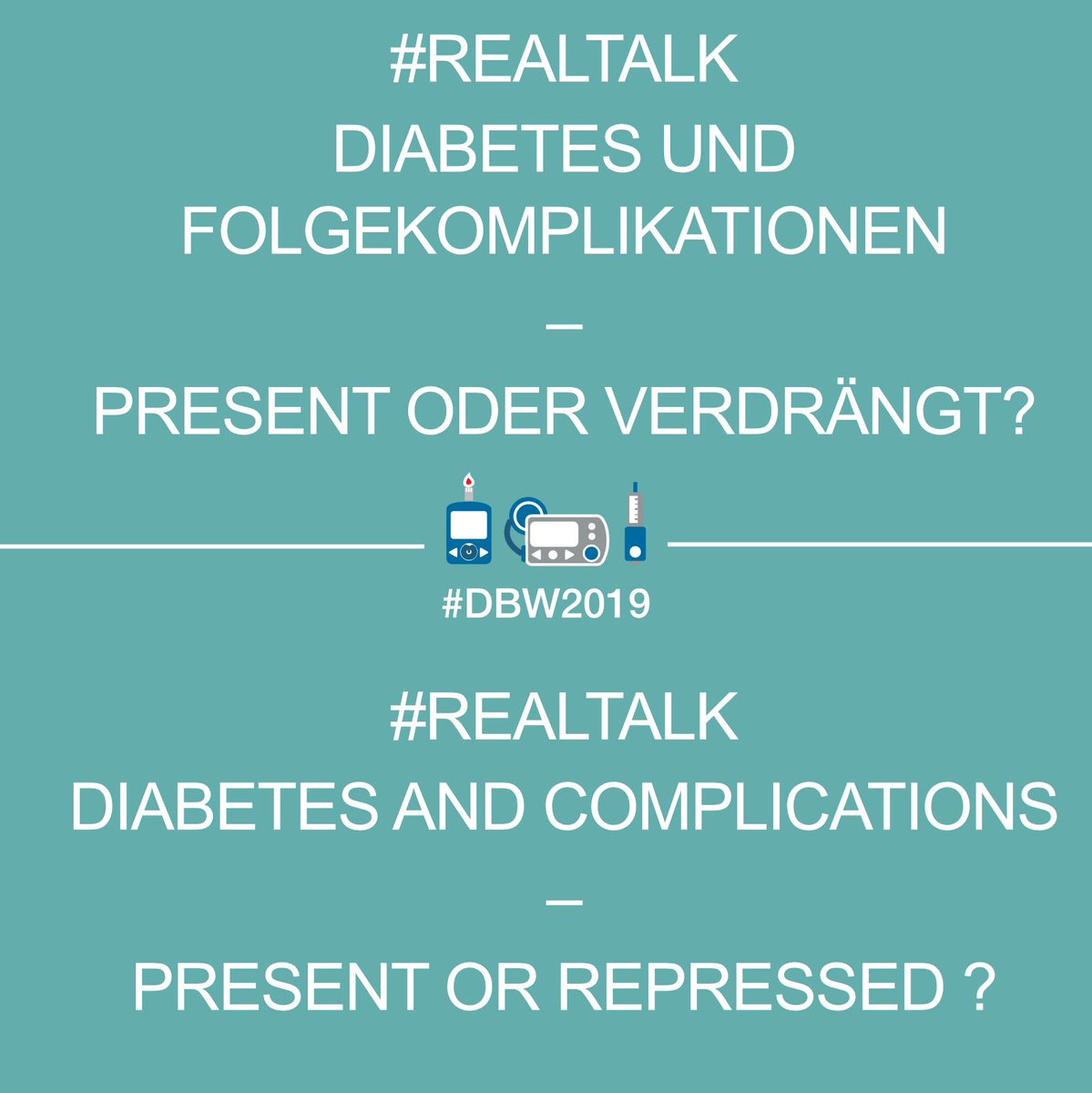 Today its getting serious at #DBW2019. Realtalk - Let´s talk about Complications. Are they permanently present or rather repressed in your live ?
diabetes-blog-woche.de

<a href="/RenzaS/">Renza / Diabetogenic</a> @grumpy_pumper 

#doc #dedoc #T1d #dblogs