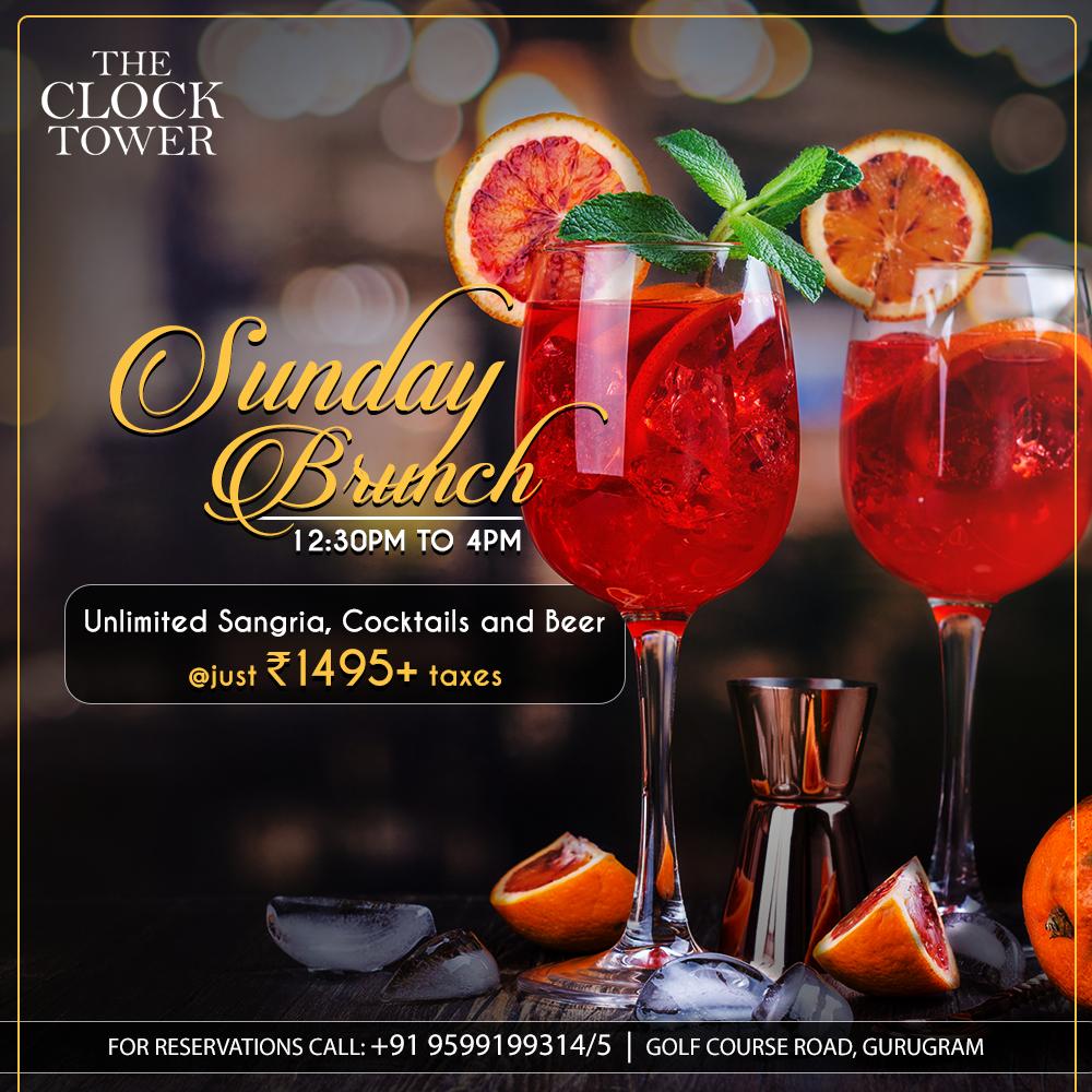 PUBBURPS1's tweet photo. Make your Sunday Brunch at The clock Tower #Gurgoan Unlimited #sangria, #cocktails and Beer @just 1495
Grab ๐ป #BEER Worth 5000/- in Contest, ๐Get More Details Here @PUBBURPS1๐ป๐
#Red_Chieftians
#Agalaathey #NovaDairy #AskRamCinemas #ContestAlert #LeftHandersDay #winelover https://t.co/0QZouMagjZ
