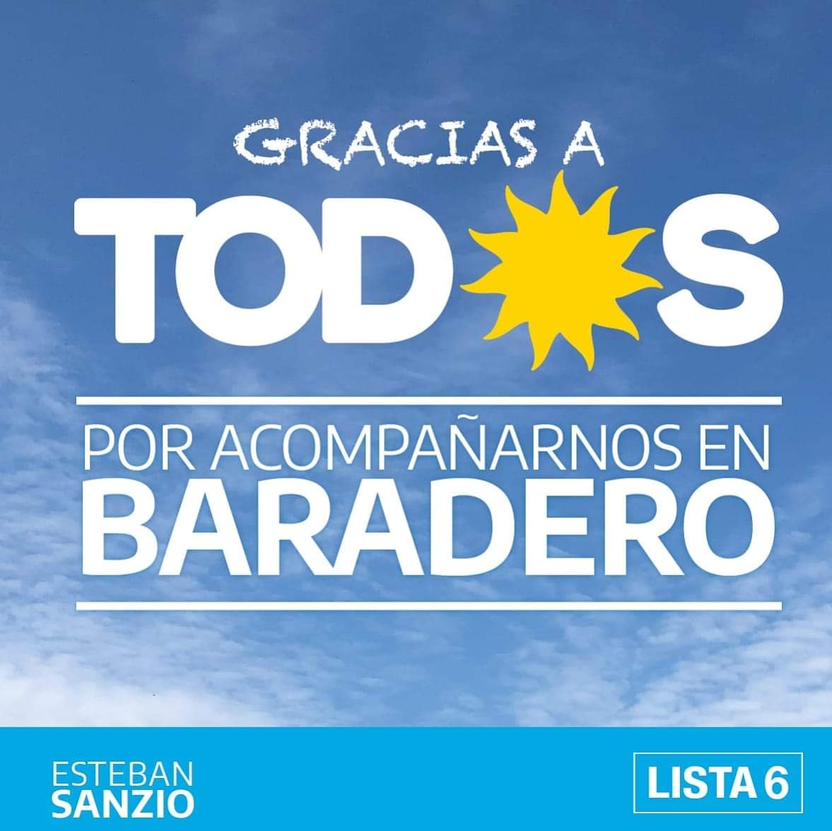 Gracias a todos los vecinos que Domingo depositaron su confianza en nuestra lista dentro del Frente de TOD☀️S
Ésto nos motiva a redoblar los esfuerzos para que definitivamente nuestro #Baradero empiece a recuperar los #Sueños

#LoMejorEstaPorVenir 
#NuevosTiempos
<a href="/EstebanSanzio/">Esteban TiTo Sanzio</a>