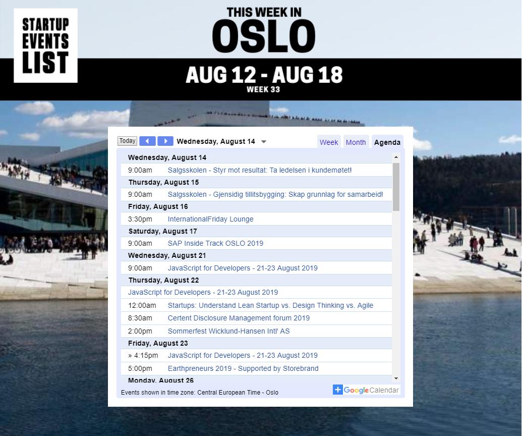 Startup Events List - Oslo tweet media