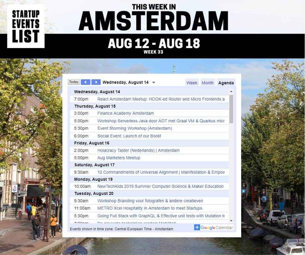 Startup Events List - Amsterdam tweet media