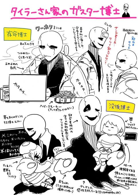 @Flattylerheitan (3度目の正直……!!!😂)改めまして、タイラーさん家の存命時と没後博士のわたしイメージを描いてみました!解釈間違ってたらすみません😭好きです😭😭 