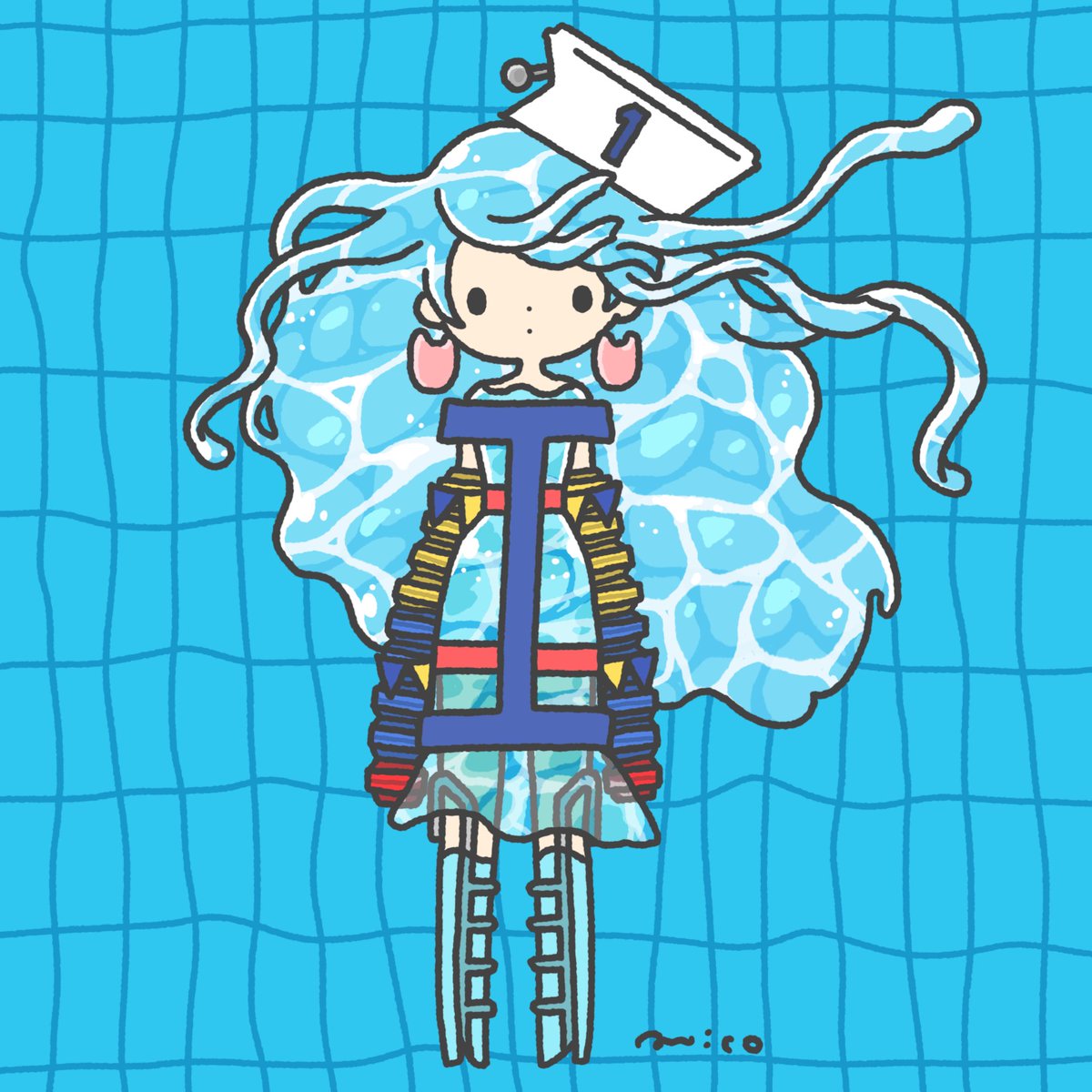 「Swimming pool ?‍♂️

#国民皆泳の日 」|paricoのイラスト