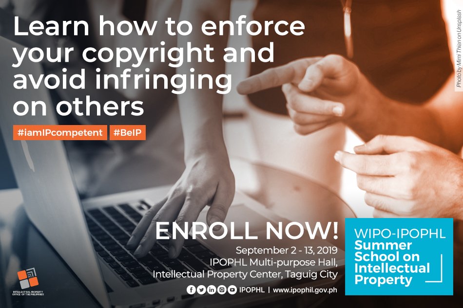 IPOPHL's tweet photo. With the vastness of the internet, it’s virtually impossible to track how and when your content has been copied and re-posted. Learn what you should do to enforce your copyright and avoid infringing on others. Enroll now: https://t.co/I0tq0BqkMO

#WIPOsummerschool #IPacademy https://t.co/8oi3rQigjD