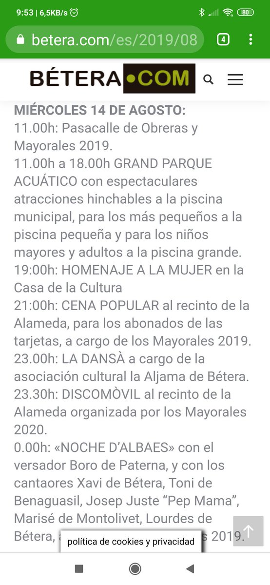 CompanyStas's tweet photo. #14agost19
20:30h #dansà al Port pl/Concòrdia #Sagunt
#Xodos
19:45 @JonatanPenalba
23h @PepBotifarra
#Betera
23h #dansà
00h #NitdAlbaes
#laNucia pl/Major
00:30h @RockBajoqueta
1:30h @LaFumigaBand
A @altaveu molt més pel Principat, com @ZooPosse a #Torregrossa
#PortSegur https://t.co/GIUfsunkYu