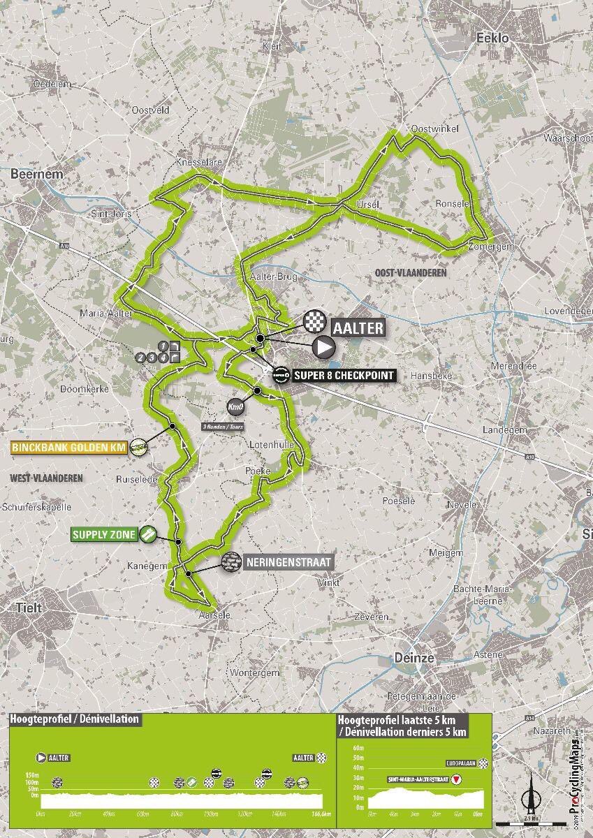 Vandaag staat de renners een etappe van 166,9 km te wachten, start en finish zijn in <a href="/gemeenteAalter/">Gemeente Aalter</a>. Onderweg worden enkele kasseienstroken aangedaan, maar uiteindelijk zal het waarschijnlijk weer uitdraaien op een massasprint. #BinckBankTour