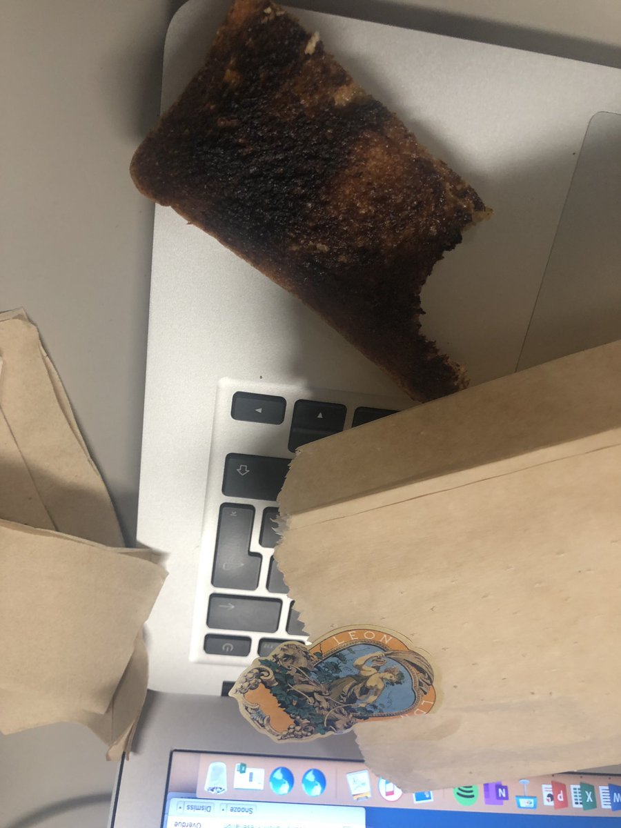 Mailie's tweet photo. @leonrestaurants love your toast, hate when it’s burnt to a crisp...😫😫🔥 https://t.co/OWoCBlNBhu