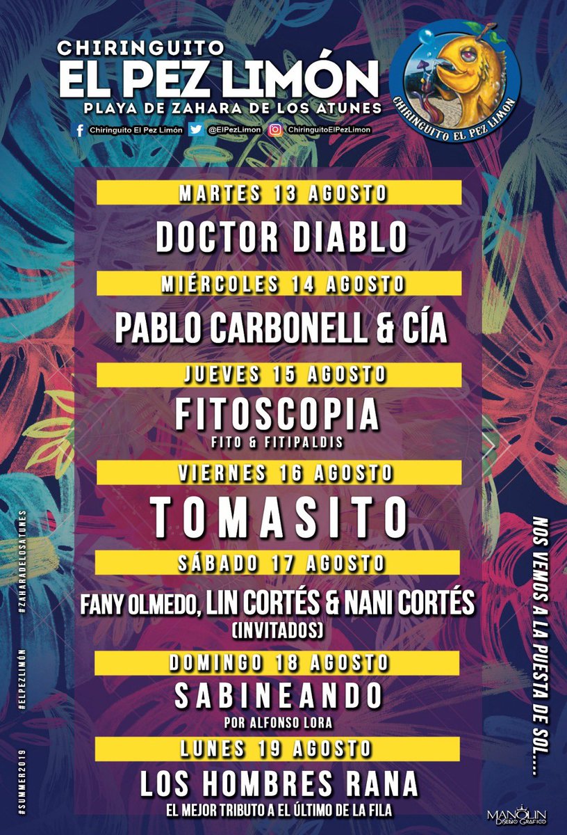 Promo semanal, hoy otra oportunidad para ver a <a href="/Carbonellsg/">Pablo Carbonell</a> en directo haciendo de las suyas, ¿habrá posado veraniego?😜🙌🏻🍋🐟