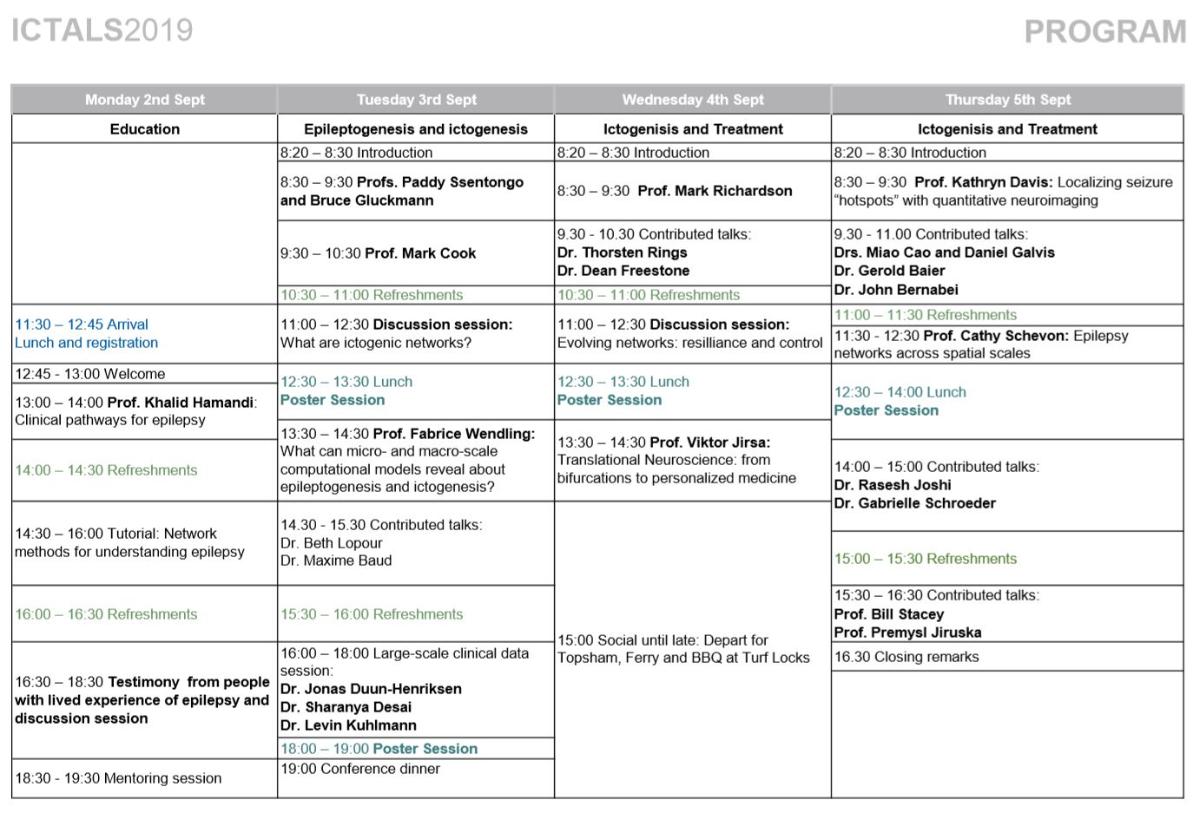 ictals2019's tweet photo. Only a couple of weeks to go to @ICTALS2019 Check out our updated program. We are excited to have such a great line up! @CPMH_UoE @TREE_UoE @epilepsyaction @epilepsy_fdn https://t.co/iFD3T5qwB2