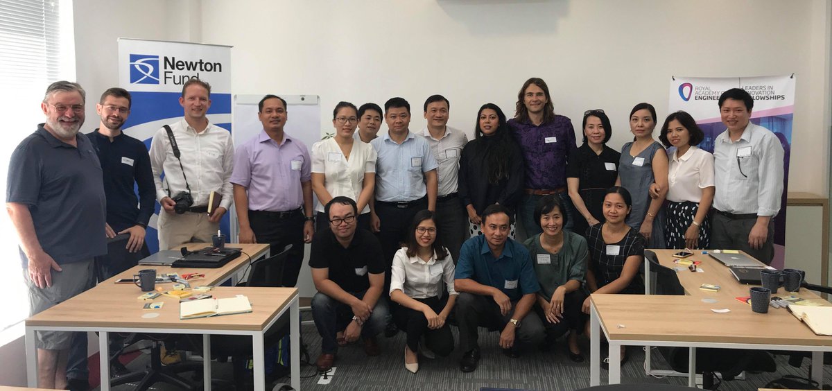 UKinVietnam's tweet photo. An exciting kick-start to the Leaders in Innovation Fellowship #LIFSessions in Hanoi. Vietnamese innovators involved with @RAEngGlobal @NewtonFund programme will spend 2 days learning and discussing how to successfully commercialise their innovations. #InnovationisGREAT https://t.co/XJXhPL399x