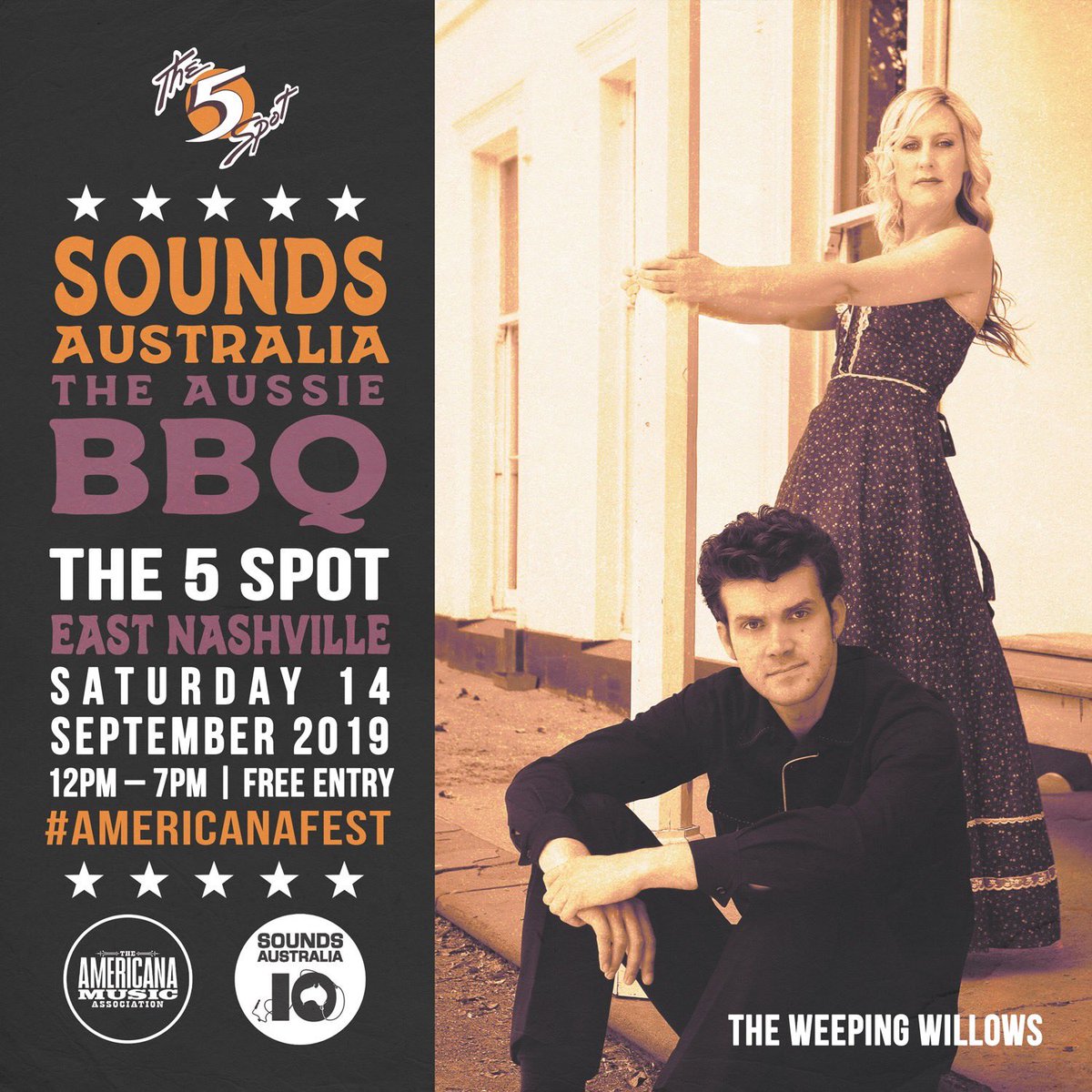 weepinwillows's tweet photo. Just ✨ONE MONTH✨ 'til the first show of our #DevilsRoad USA Tour, #TheAussieBBQ at @AmericanaFest, thanks to @SoundsAustralia &amp; the #AmericanaMusicAssociation! 😄🎶🎉
Sat 14th Sept: @Five_Spot, #Nashville from 12pm
#DevilsRoadTour #TheWeepingWillows 
#AMERICANAFEST #Americana https://t.co/ZEEM3P7h8r