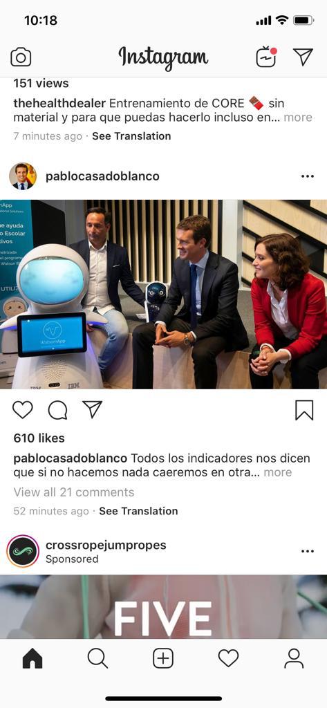 En un día muy importante para la Comunidad de Madrid, es un honor ser la imagen de el Instagram de Pablo Casado con Isabel Díaz Ayuso.
#porunmundomejor