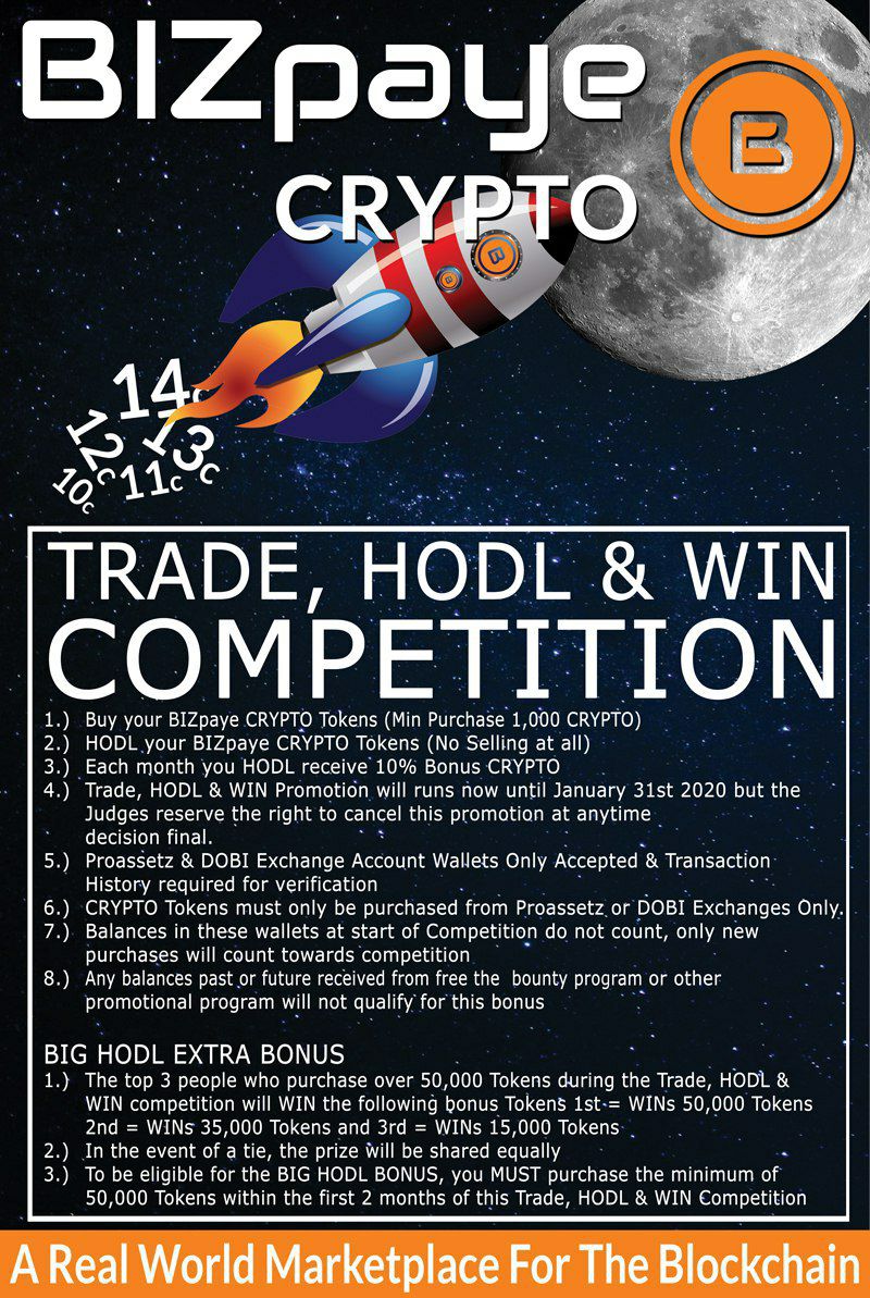 BIZpaye's tweet image. Get in now. Awesome opportunity for people to trade and HODL (hold) BIZpaye CRYPTO. Everyone’s a winner with us. Go to dobiexchange.com or proassetz.com to participate. #dobiexchange #proassetz #cryptocurrency #cryptoexchange #retailexchange