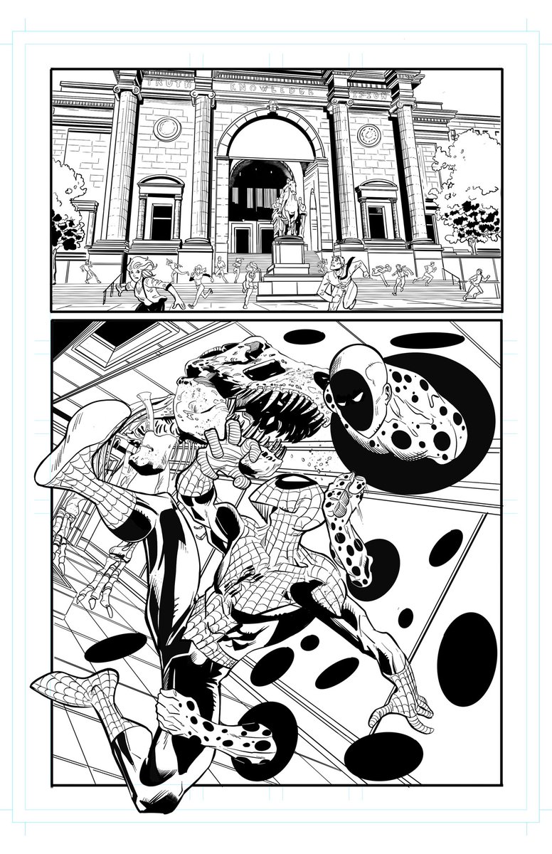 marshinson's tweet photo. Sample Spider-Man Page. #spidermanday #Spiderman #SpiderManFarFromeHome #sequentialart #comics #comicbooks #dinosaur #ArtistOnTwitter #artist #ComicArt #drawing #sequential #spot #practice #dowhatyoulove #comiconverse https://t.co/iAq9RXdx0x